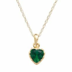 Designs By Gioelli 14k Gold Over Silver Lab-Created Emerald Heart Crown Pendant