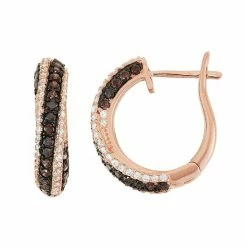 Designs By Gioelli 14k Rose Gold Over Silver Cubic Zirconia Hoop Earrings