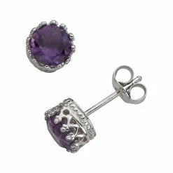 Designs By Gioelli Sterling Silver Amethyst Stud Earrings