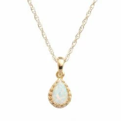 Designs By Gioelli 14k Gold Over Silver Lab-Created Opal Teardrop Pendant