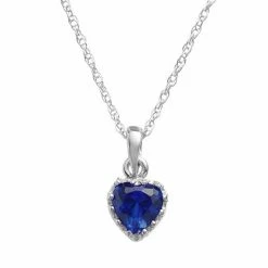 Designs By Gioelli Sterling Silver Lab-Created Sapphire Heart Crown Pendant