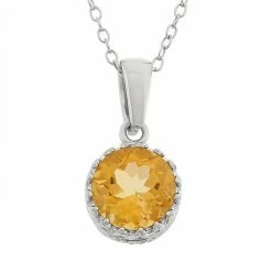 Designs By Gioelli Citrine Terling Silver Pendant Necklace