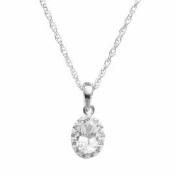 Designs By Gioelli Sterling Silver Lab-Created White Sapphire Oval Pendant