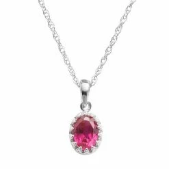 Designs By Gioelli Sterling Silver Lab-Created Ruby Oval Pendant