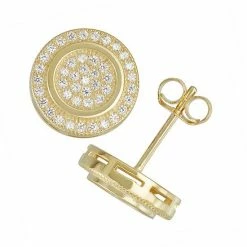 Designs By Gioelli Men's Gold Tone Sterling Silver Cubic Zirconia Stud Earrings