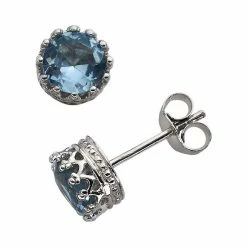 Designs By Gioelli Sterling Silver Lab-Created Aquamarine Stud Earrings