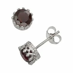 Designs By Gioelli Sterling Silver Garnet Stud Earrings
