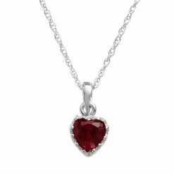 Designs By Gioelli Sterling Silver Garnet Heart Crown Pendant
