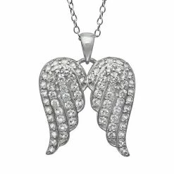 Designs By Gioelli Sterling Silver Lab-Created White Sapphire Angel Wing Pendant