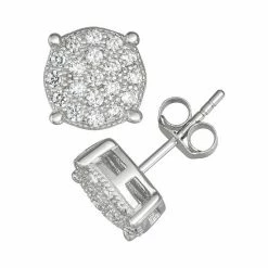 Designs By Gioelli Men's Sterling Silver Cubic Zirconia Round Stud Earrings