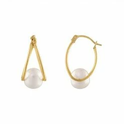 Designs By Gioelli 14k Gold Gemstone Capture Hoop Earrings Created Aquamarine