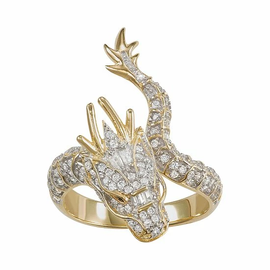 Designs By Gioelli 14k Gold Over Silver Cubic Zirconia Dragon Ring 3 Designs By Gioelli 14k Gold Over Silver Cubic Zirconia Dragon Ring