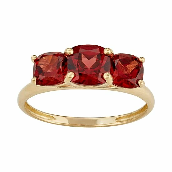 Designs By Gioelli 10k Gold 3-Stone Cushion Ring Garnet - Image 5