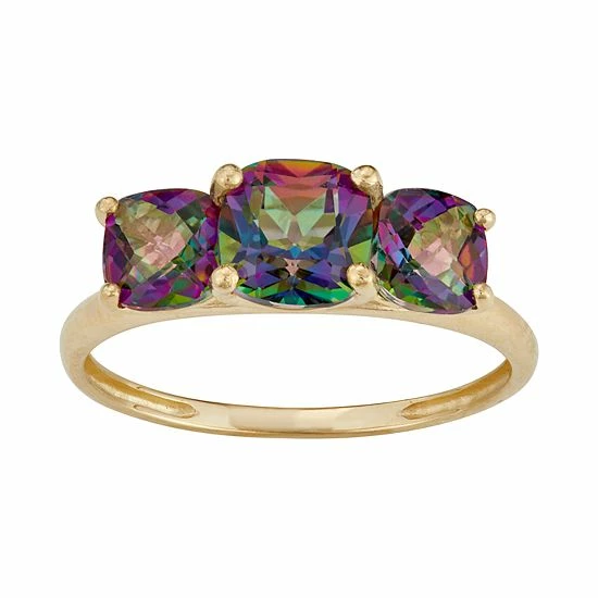 Designs By Gioelli 10k Gold 3-Stone Cushion Ring Garnet - Image 10