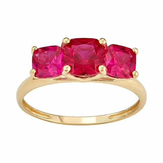 Designs By Gioelli 10k Gold 3-Stone Cushion Ring Garnet - Image 11