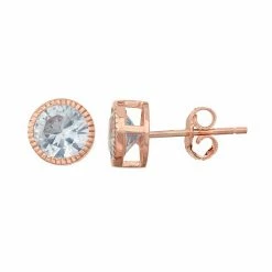 Designs By Gioelli 14k Rose Gold Over Silver Lab-Created Aquamarine Milgrain Stud Earrings