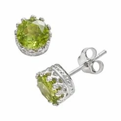 Designs By Gioelli Sterling Silver Peridot Crown Stud Earrings