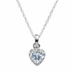 Designs By Gioelli Sterling Silver Lab-Created Aquamarine Heart Crown Pendant