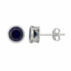 Designs By Gioelli Sterling Silver Lab-Created Sapphire Stud Earrings