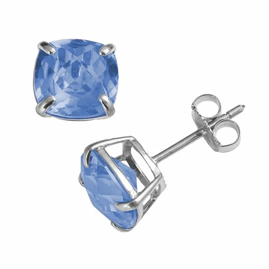 Designs By Gioelli Sterling Silver Lab-Created Aquamarine Stud Earrings 3 Designs By Gioelli Sterling Silver Lab-Created Aquamarine Stud Earrings