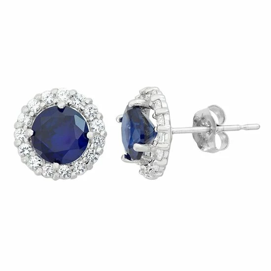 Designs by Gioelli Lab-Created Sapphire & White Topaz 10k White Gold Halo Stud Earrings Designs By Gioelli Lab-Created Sapphire & White Topaz 10k White Gold Halo Stud Earrings -Designs by Gioelli Shop unnamed file 601