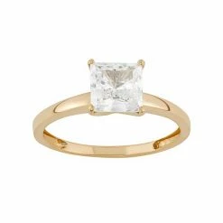 Designs By Gioelli 10k Gold Cubic Zirconia Solitaire Engagement Ring Yellow