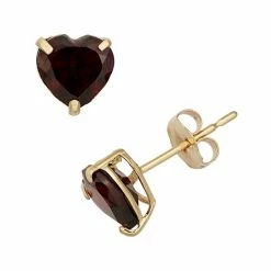 Designs By Gioelli Garnet 10k Gold Heart Stud Earrings