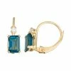 Designs By Gioelli 10k Gold Emerald-Cut London Blue Topaz & White Zircon Leverback Earrings