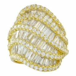 Designs By Gioelli Sterling Silver Cubic Zirconia Baguette Multi-Row Ring