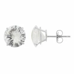 Designs By Gioelli Lab-Created White Sapphire 10k White Gold Stud Earrings