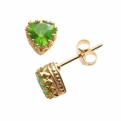 Designs By Gioelli 14k Gold Over Silver Peridot Heart Crown Stud Earrings