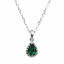 Designs By Gioelli Sterling Silver Lab-Created Emerald Teardrop Pendant