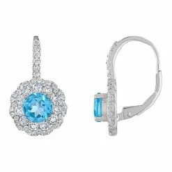 Designs By Gioelli Gemstone Flower Leverback Earrings Lab Created Aquamarine