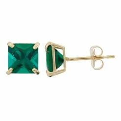Designs By Gioelli Lab-Created Emerald 10k Gold Stud Earrings