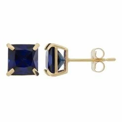 Designs By Gioelli Lab-Created Sapphire 10k Gold Stud Earrings