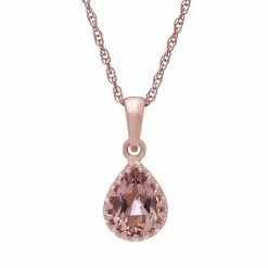 Designs By Gioelli 14k Rose Gold Over Silver Simulated Morganite Teardrop Pendant
