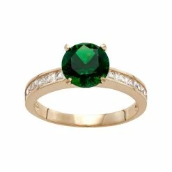 Designs By Gioelli 10k Gold Simulated Emerald & Lab-Created White Sapphire Ring