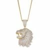 Designs By Gioelli Men's 14k Gold Over Silver Cubic Zirconia Lion Pendant Necklace