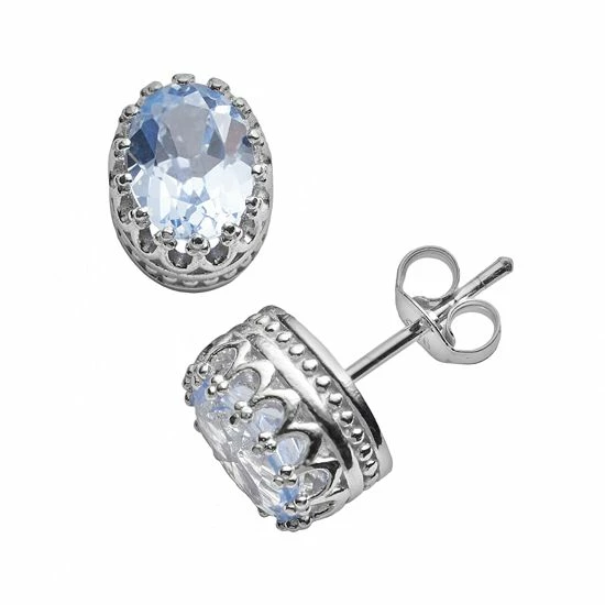 Designs by Gioelli Sterling Silver Lab-Created Aquamarine Oval Crown Stud Earrings Designs By Gioelli Sterling Silver Lab-Created Aquamarine Oval Crown Stud Earrings -Designs by Gioelli Shop unnamed file 704