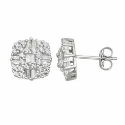 Designs By Gioelli Sterling Silver Cubic Zirconia Accent Baguette Stud Earrings