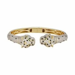 Designs By Gioelli 14k Gold Over Silver Cubic Zirconia Panther Cuff Bracelet