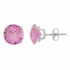 Designs By Gioelli Lab-Created Pink Sapphire 10k White Gold Stud Earrings