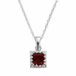 Designs By Gioelli Sterling Silver Garnet Square Pendant