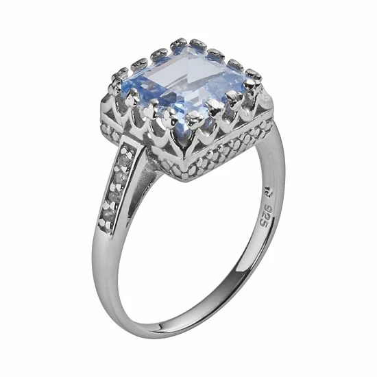 Designs By Gioelli Sterling Silver Lab-Created Aquamarine And Lab-Created White Sapphire Crown Ring 4 Designs By Gioelli Sterling Silver Lab-Created Aquamarine And Lab-Created White Sapphire Crown Ring - Image 2
