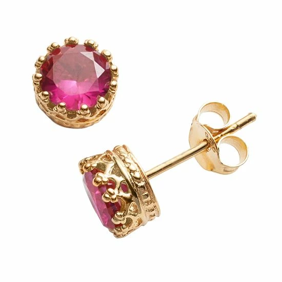 Designs by Gioelli 14k Gold Over Silver Lab-Created Ruby Crown Stud Earrings Designs By Gioelli 14k Gold Over Silver Lab-Created Ruby Crown Stud Earrings -Designs by Gioelli Shop unnamed file 762