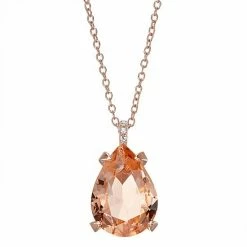 Designs By Gioelli 14k Rose Gold Over Silver Simulated Morganite Teardrop Pendant Necklace