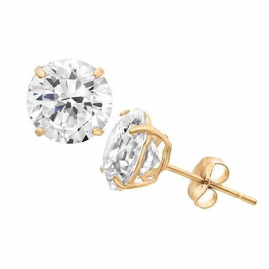 Designs By Gioelli 14k Gold 8MM Cubic Zirconia Stud Earrings Yellow - Image 3
