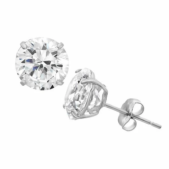 Designs By Gioelli 14k Gold 8MM Cubic Zirconia Stud Earrings Yellow - Image 4