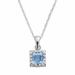 Designs By Gioelli Sterling Silver Lab-Created Aquamarine Square Pendant