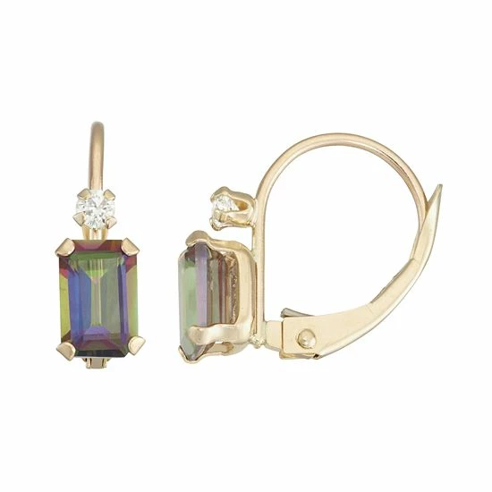 Designs by Gioelli 10k Gold Emerald-Cut Mystic Fire Topaz & White Zircon Leverback Earrings Designs By Gioelli 10k Gold Emerald-Cut Mystic Fire Topaz & White Zircon Leverback Earrings -Designs by Gioelli Shop unnamed file 802
